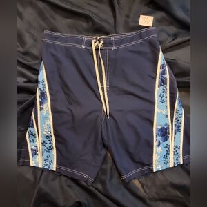 Blue Floral Swim Trunks